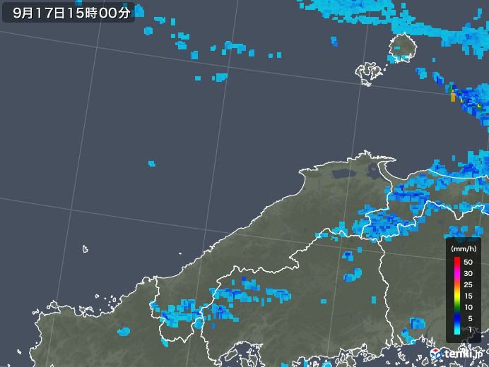 島根県の雨雲レーダー(2018年09月17日)