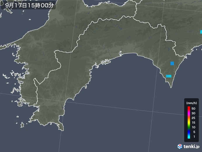 高知県の雨雲レーダー(2018年09月17日)