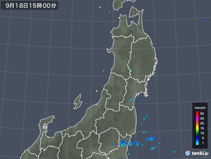 東北地方の雨雲レーダー(2018年09月18日)