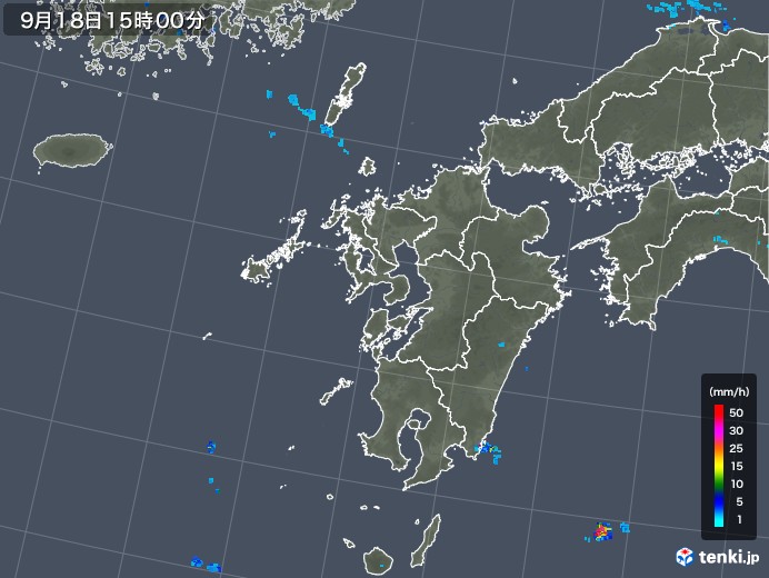 九州地方の雨雲レーダー(2018年09月18日)