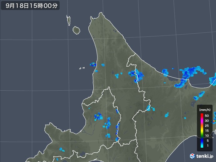 道北の雨雲レーダー(2018年09月18日)