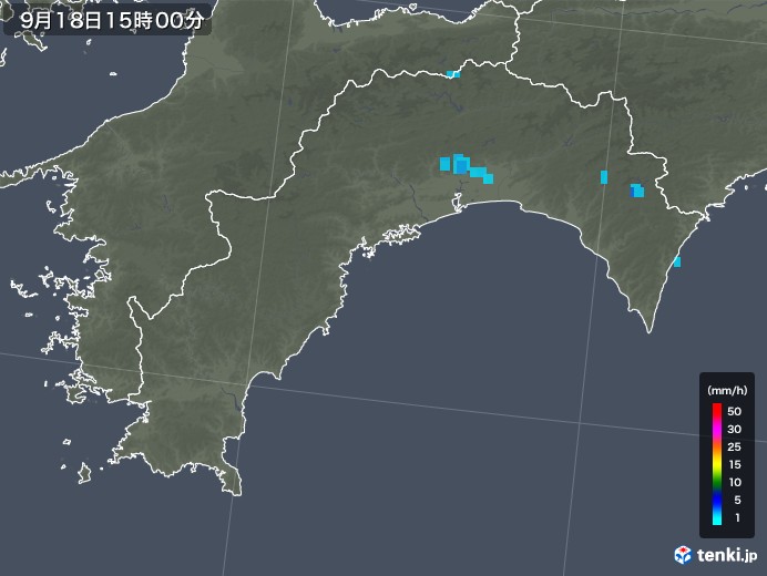 高知県の雨雲レーダー(2018年09月18日)