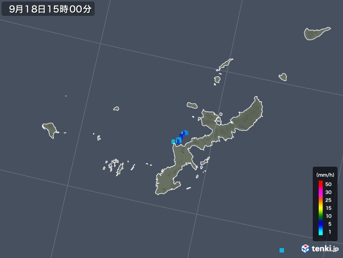 沖縄県の雨雲レーダー(2018年09月18日)