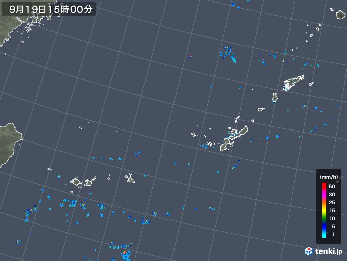 沖縄地方の雨雲レーダー(2018年09月19日)