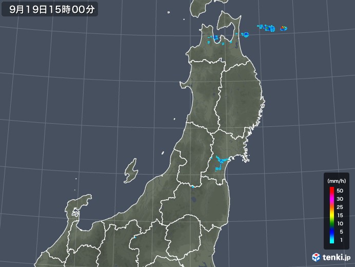 東北地方の雨雲レーダー(2018年09月19日)