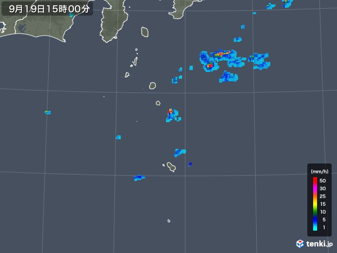 伊豆諸島(東京都)の雨雲レーダー(2018年09月19日)