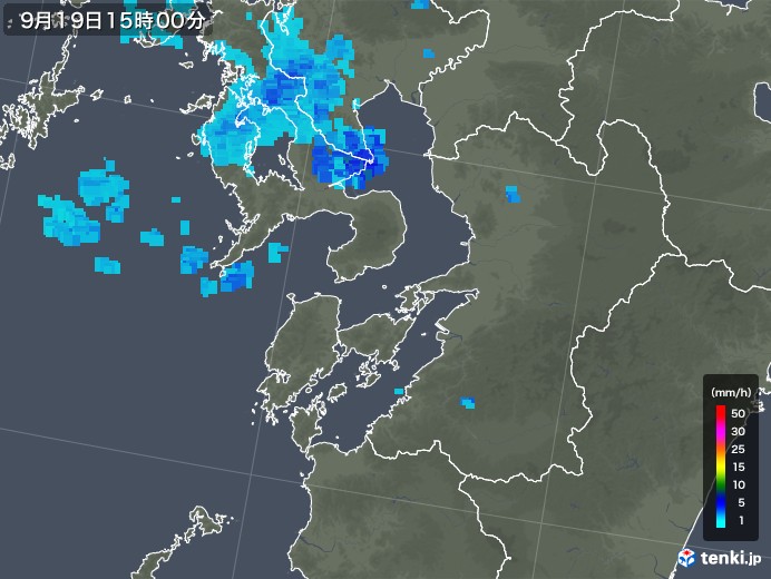 熊本県の雨雲レーダー(2018年09月19日)