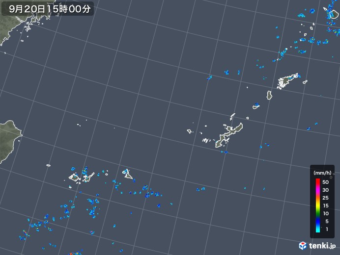 沖縄地方の雨雲レーダー(2018年09月20日)