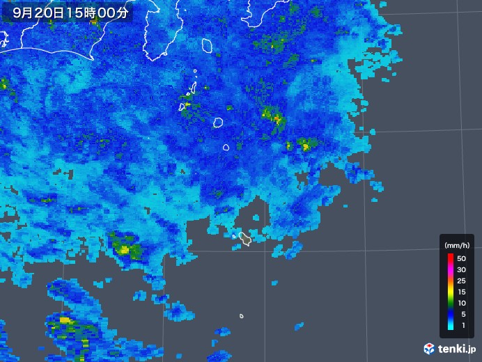 伊豆諸島(東京都)の雨雲レーダー(2018年09月20日)