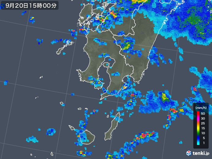 鹿児島県の雨雲レーダー(2018年09月20日)