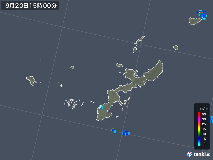 沖縄県の雨雲レーダー(2018年09月20日)
