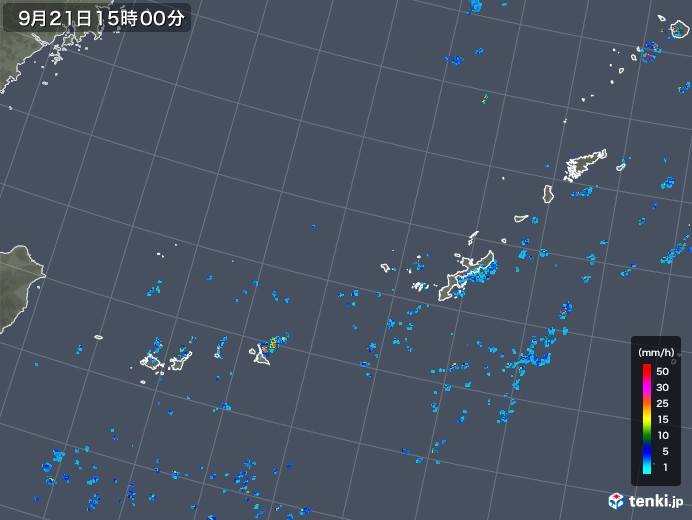 沖縄地方の雨雲レーダー(2018年09月21日)