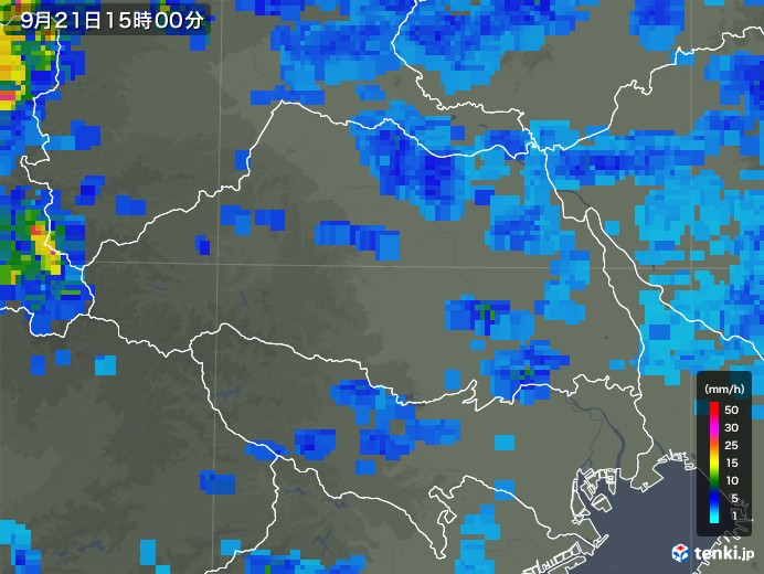 埼玉県の雨雲レーダー(2018年09月21日)