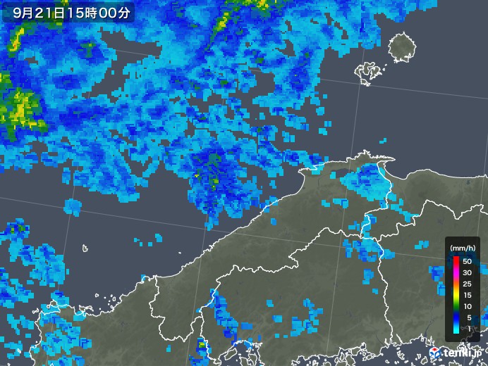 島根県の雨雲レーダー(2018年09月21日)