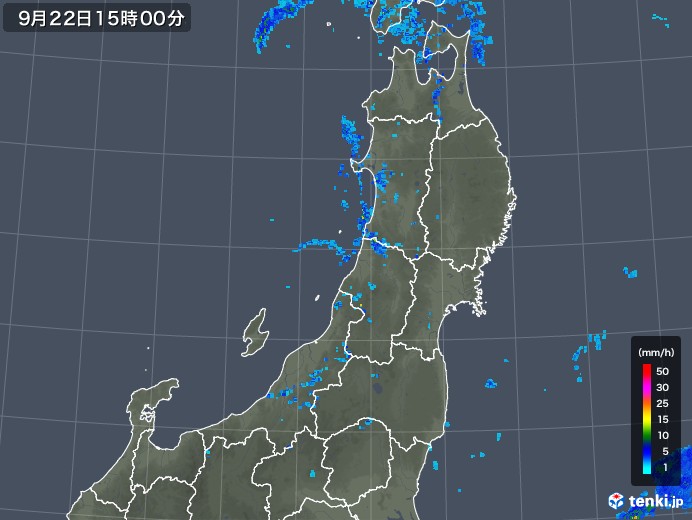 東北地方の雨雲レーダー(2018年09月22日)