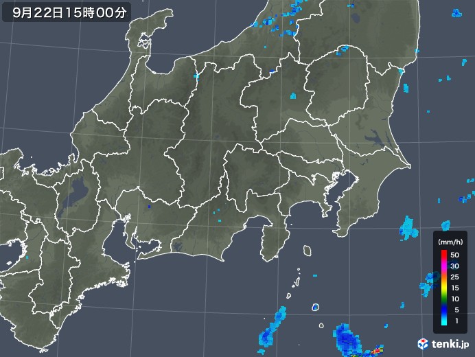 関東・甲信地方の雨雲レーダー(2018年09月22日)