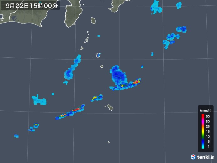 伊豆諸島(東京都)の雨雲レーダー(2018年09月22日)