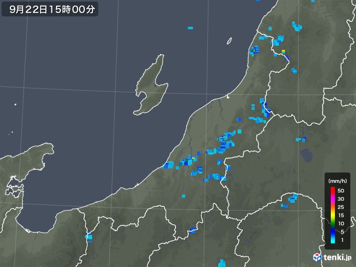 新潟県の雨雲レーダー(2018年09月22日)