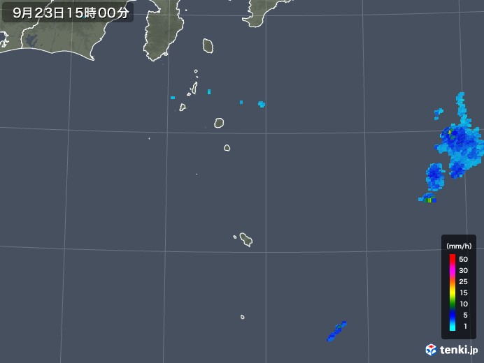 伊豆諸島(東京都)の雨雲レーダー(2018年09月23日)