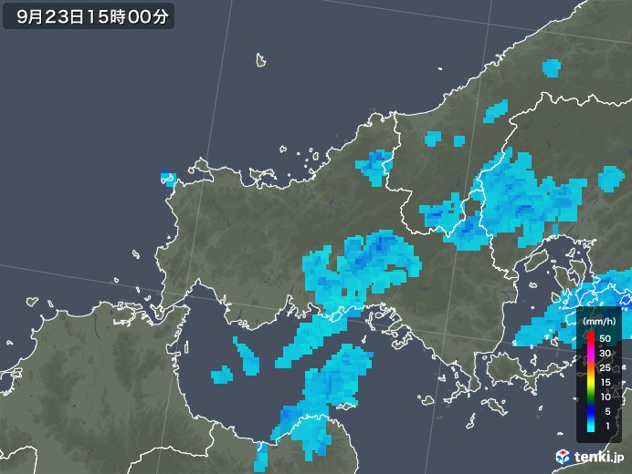 山口県の雨雲レーダー(2018年09月23日)