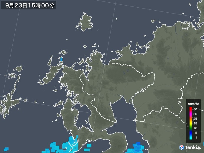 佐賀県の雨雲レーダー(2018年09月23日)