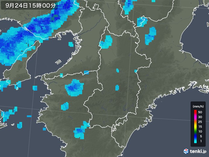 奈良県の雨雲レーダー(2018年09月24日)