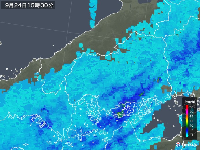 広島県の雨雲レーダー(2018年09月24日)