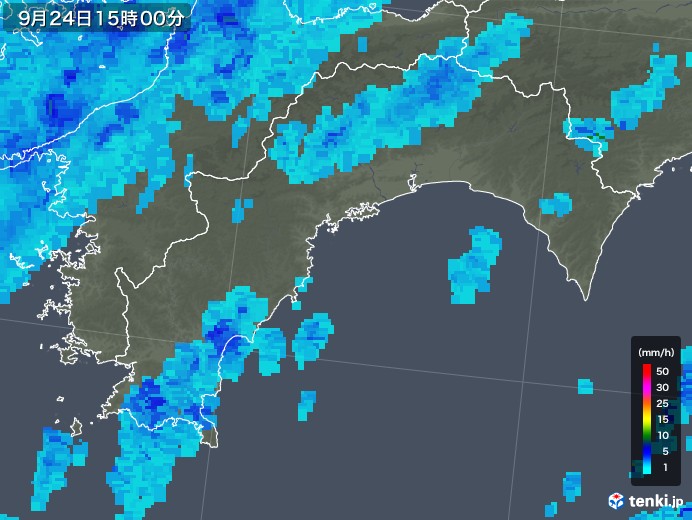 高知県の雨雲レーダー(2018年09月24日)