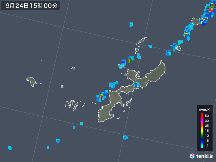 沖縄県の雨雲レーダー(2018年09月24日)