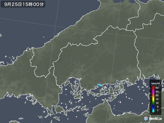 広島県の雨雲レーダー(2018年09月25日)