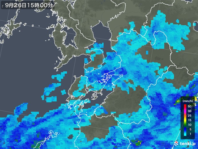 熊本県の雨雲レーダー(2018年09月26日)