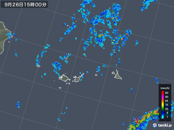 宮古・石垣・与那国(沖縄県)の雨雲レーダー(2018年09月26日)
