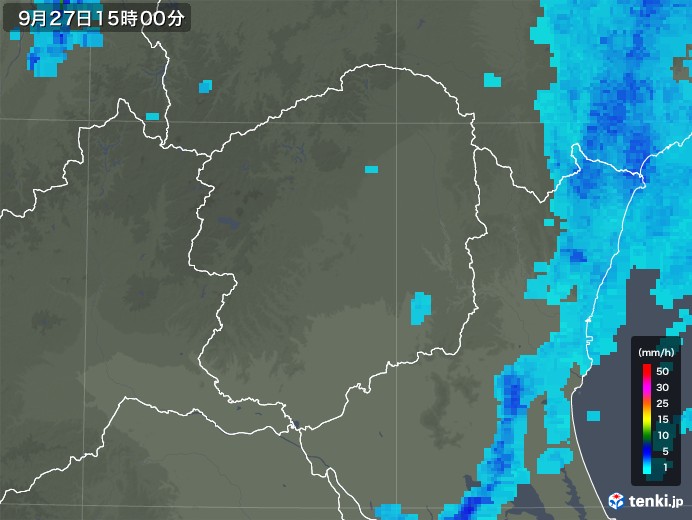 栃木県の雨雲レーダー(2018年09月27日)
