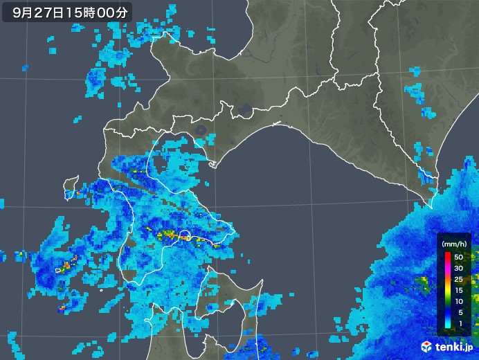道南の雨雲レーダー(2018年09月27日)