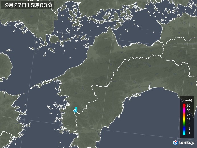 愛媛県の雨雲レーダー(2018年09月27日)
