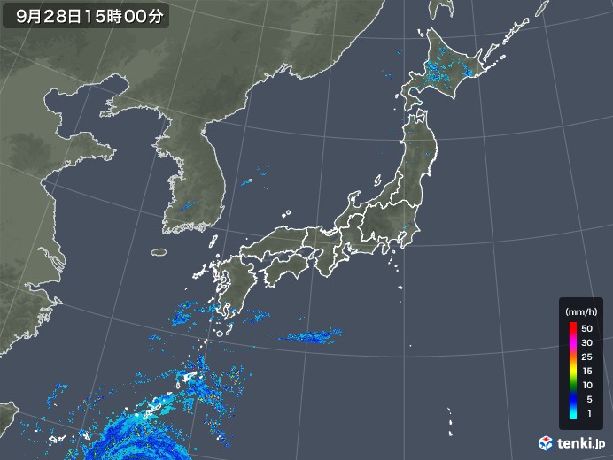 雨雲レーダー(2018年09月28日)