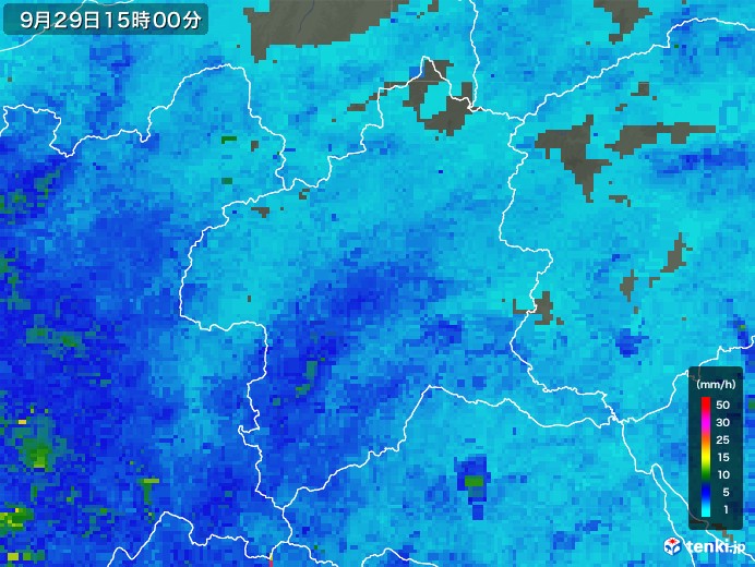 群馬県の雨雲レーダー(2018年09月29日)