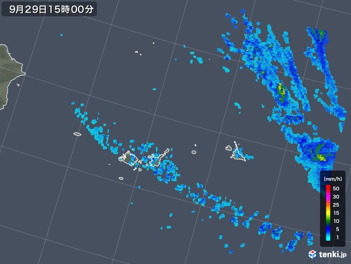 宮古・石垣・与那国(沖縄県)の雨雲レーダー(2018年09月29日)