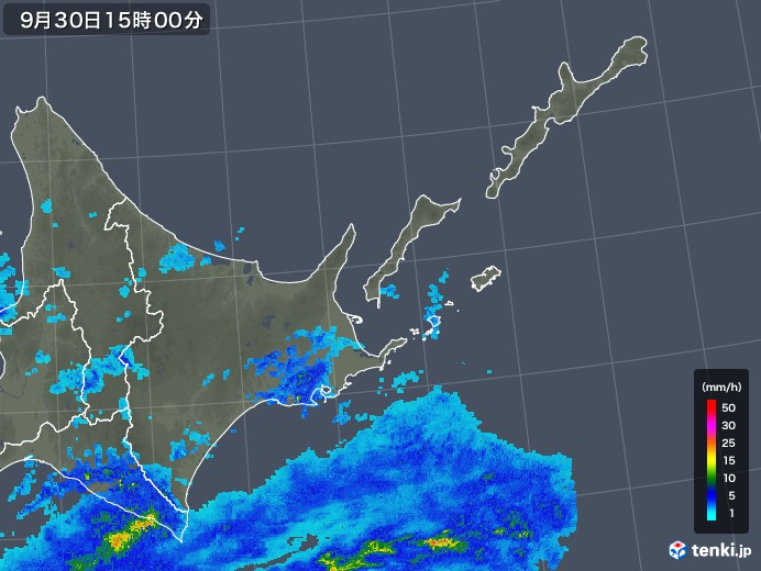 道東の雨雲レーダー(2018年09月30日)