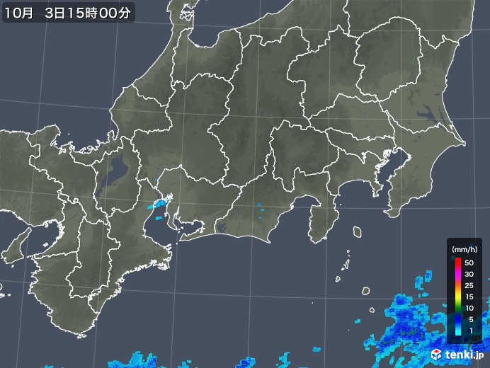 東海地方の雨雲レーダー(2018年10月03日)