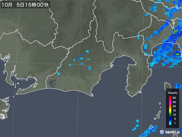 静岡県の雨雲レーダー(2018年10月05日)