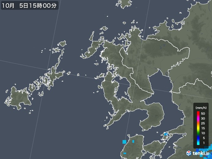 長崎県の雨雲レーダー(2018年10月05日)