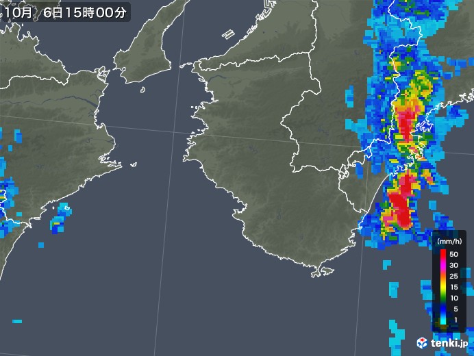 和歌山県の雨雲レーダー(2018年10月06日)