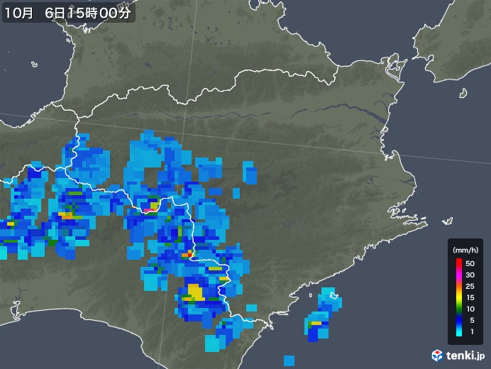 徳島県の雨雲レーダー(2018年10月06日)