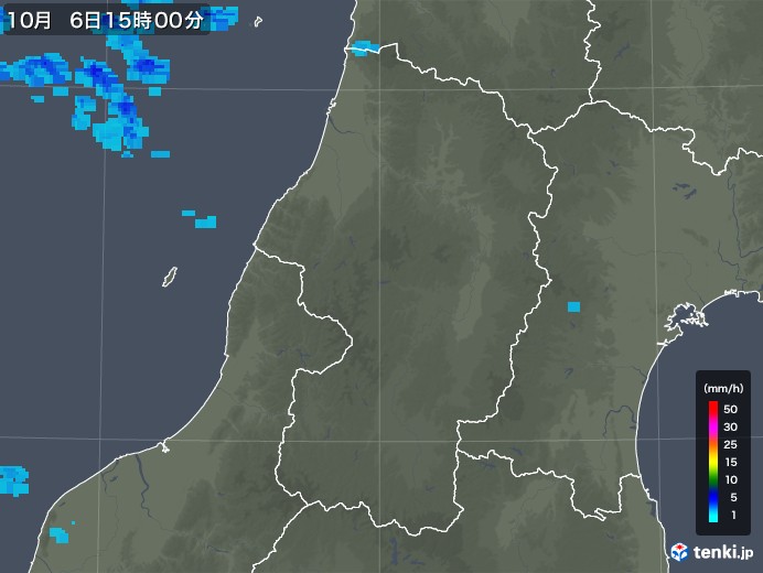 山形県の雨雲レーダー(2018年10月06日)