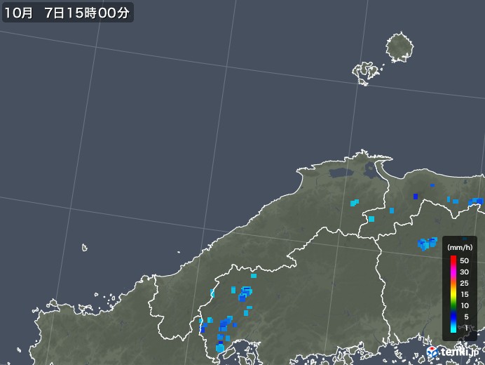 島根県の雨雲レーダー(2018年10月07日)