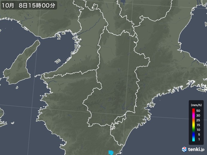 奈良県の雨雲レーダー(2018年10月08日)