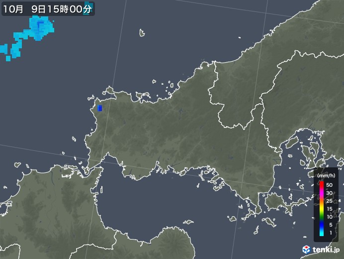 山口県の雨雲レーダー(2018年10月09日)
