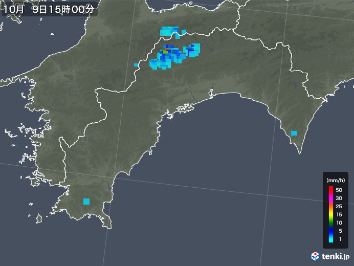 高知県の雨雲レーダー(2018年10月09日)