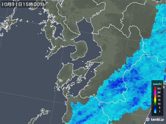 熊本県の雨雲レーダー(2018年10月11日)